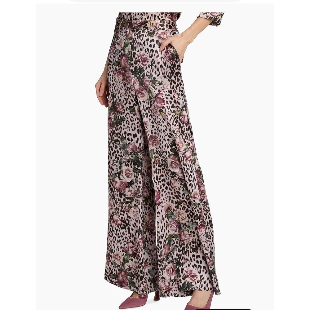 L'AGENCE Pilar Wide Leg Silk Pants in Cheetah Rose 6 - Picture 5 of 10